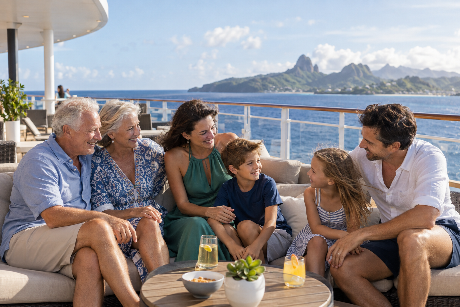 Family enjoying activities together on a cruise vacation