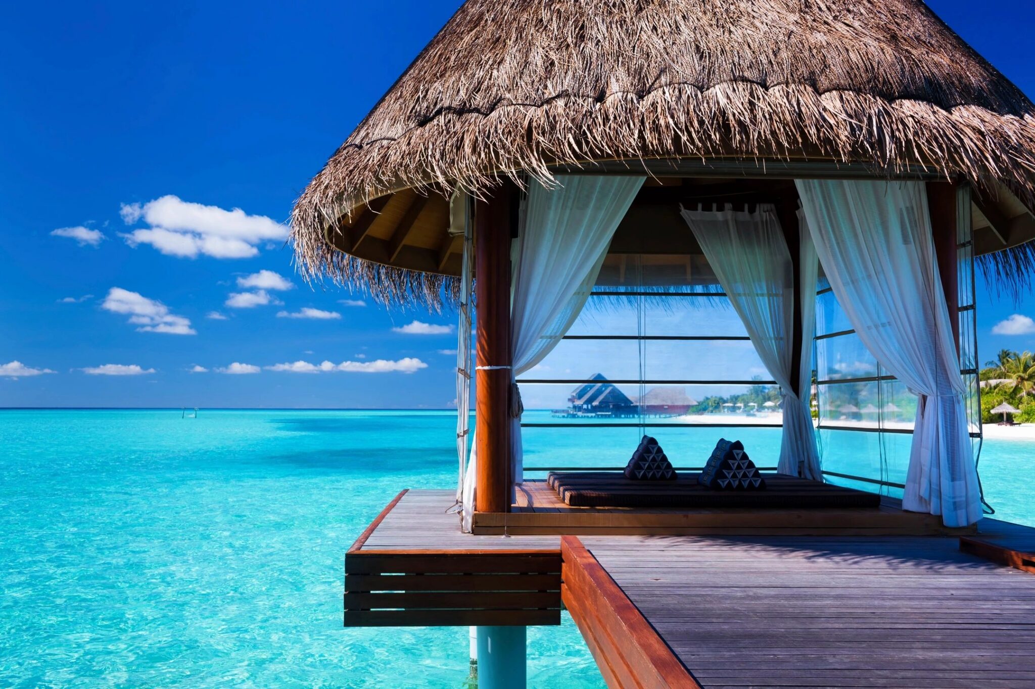 Private overwater cabana at a luxury all-inclusive resort